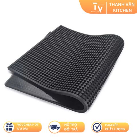 Tấm Lót Quầy Bar Pha Chế Chống Tràn Cao Su Đen - Thảm Để Ly Trà Chống Đổ Tràn, Dễ Dàng Vệ Sinh, Tiện Lợi Cho Bàn Bar (TV183)