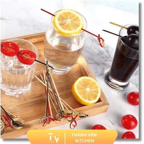 Bộ 100 Cây Ghim Tre Trang Trí Màu Sắc Ngẫu Nhiên - Xiên Trái Cây Thông Minh cho Đồ Uống và Món Ăn Tiện Lợi (TV102)