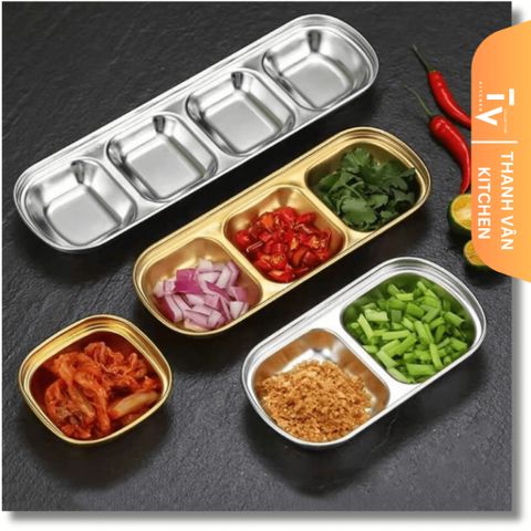 Khay Đựng Gia Vị Sốt Chấm Inox Cao Cấp 1-4 Ngăn - Thiết Kế Tiện Dụng Cho Bữa Tiệc BBQ và Gia Đình (TV72)