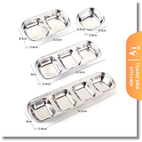 Khay Đựng Gia Vị Sốt Chấm Inox Cao Cấp 1-4 Ngăn - Thiết Kế Tiện Dụng Cho Bữa Tiệc BBQ và Gia Đình (TV72)