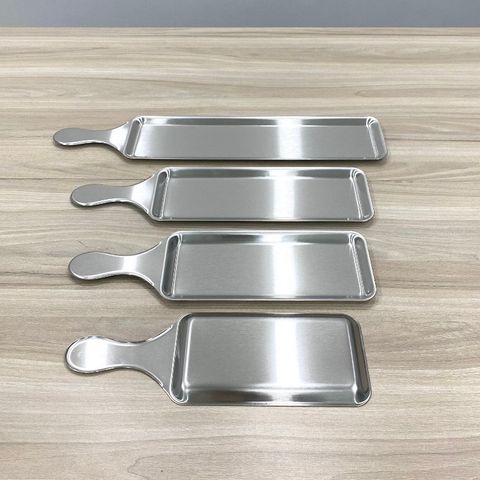 Đĩa chữ nhật inox cao cấp có tay cầm - Phong cách Nhật Bản, Đồ gia dụng nhà bếp tiện dụng cho bữa ăn thêm sang trọng