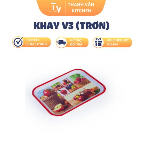Khay Đựng Thức Ăn V3 (Trơn) TVKITCHEN - Dụng Cụ Gia Dụng Nhà Bếp Chất Lượng Cao, 27x20cm, Tiện Lợi và Đẹp Mắt (TV1029)