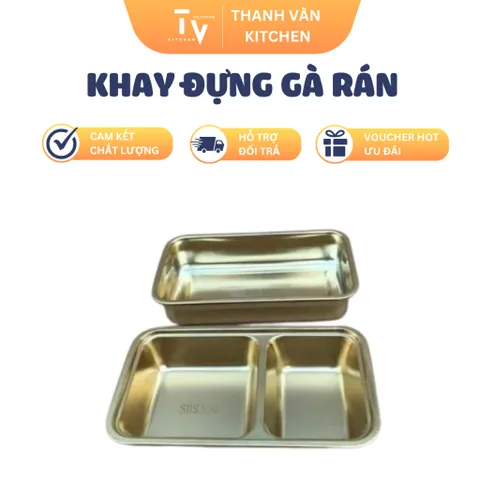 Khay Đựng Gà Rán và Khoai Tây Chiên Inox 304 - Dụng Cụ Nhà Bếp Đa Năng Chất Lượng Cao, Kích Thước Tiện Lợi 19x11x4cm (TV133)