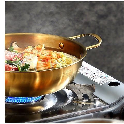 Chảo inox cao cấp 2 quai đáy bầu Hàn Quốc - Chảo sâu lòng đa năng trang trí món ăn HXG cho bếp tiện lợi (TV25)