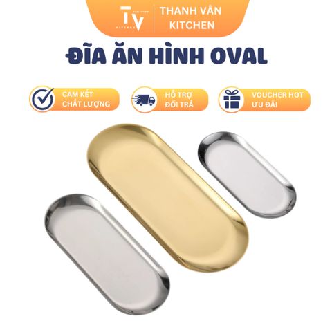 Dĩa ăn hình oval sang trọng không gỉ - Dĩa Hàn Quốc hình hạt xoài đa dạng kích thước cho bữa tiệc hoàn hảo (TV525)