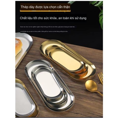Dĩa ăn hình oval sang trọng không gỉ - Dĩa Hàn Quốc hình hạt xoài đa dạng kích thước cho bữa tiệc hoàn hảo (TV525)