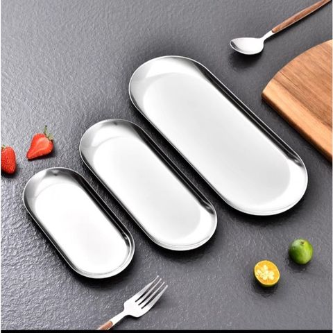 Dĩa ăn hình oval sang trọng không gỉ - Dĩa Hàn Quốc hình hạt xoài đa dạng kích thước cho bữa tiệc hoàn hảo (TV525)