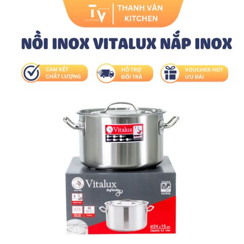 Nồi Inox 304 Zebra Hầm Thấp 3 Đáy Đa Năng Vitalux Infinity 32L/35L, Chất Liệu Chính Hãng, Dụng Cụ Nhà Bếp Tiện Lợi (TV4)
