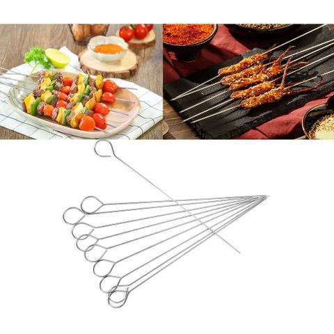 Cây Xiên Thịt Nướng BBQ Inox Cao Cấp EWZ - Dụng Cụ BBQ Đầu Móc Tiện Lợi Cho Thịt & Rau Củ (TV659)