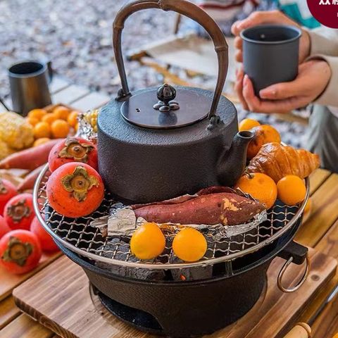 Bếp Nướng Than Tròn Gọn Nhẹ Kèm Đế Gỗ - Dụng Cụ Nấu Nướng Đơn Giản Cho Mọi Gia Đình - TVKITCHEN 23cm/26cm (TV648)