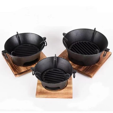Bếp Nướng Than Tròn Gọn Nhẹ Kèm Đế Gỗ - Dụng Cụ Nấu Nướng Đơn Giản Cho Mọi Gia Đình - TVKITCHEN 23cm/26cm (TV648)