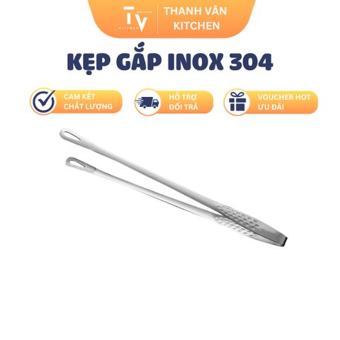 Kẹp Gắp Thực Phẩm Inox 304 Dài - Kẹp Nướng Đồ Ăn Bền Chắc, Dụng Cụ Nhà Bếp Tiện Ích cho Mọi Gia Đình (TV453)