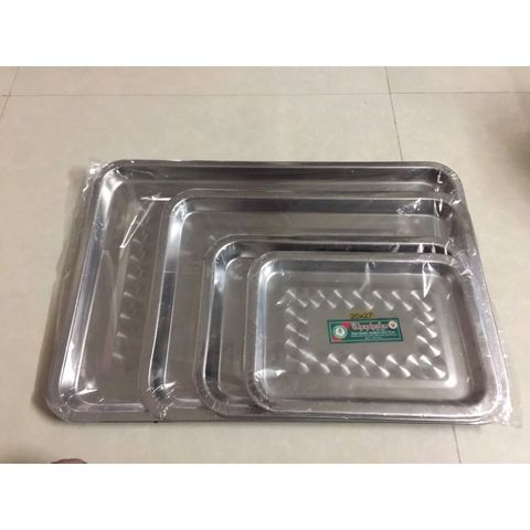 Mâm Inox Vuông Đa Năng - Dụng Cụ Nhà Bếp Tiện Lợi Như TVKITCHEN - Hỗ Trợ Đựng Thực Phẩm Thoải Mái (TV39)