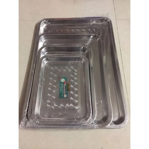 Mâm Inox Vuông Đa Năng - Dụng Cụ Nhà Bếp Tiện Lợi Như TVKITCHEN - Hỗ Trợ Đựng Thực Phẩm Thoải Mái (TV39)