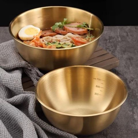 Tô inox chia vạch phong cách Hàn Quốc - Tô salad inox chất lượng cao có vạch chia thể tích - Dụng cụ nhà bếp tiện lợi (TV516)
