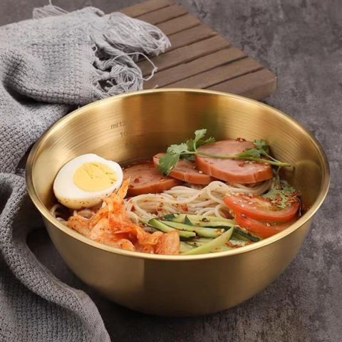 Tô inox chia vạch phong cách Hàn Quốc - Tô salad inox chất lượng cao có vạch chia thể tích - Dụng cụ nhà bếp tiện lợi (TV516)