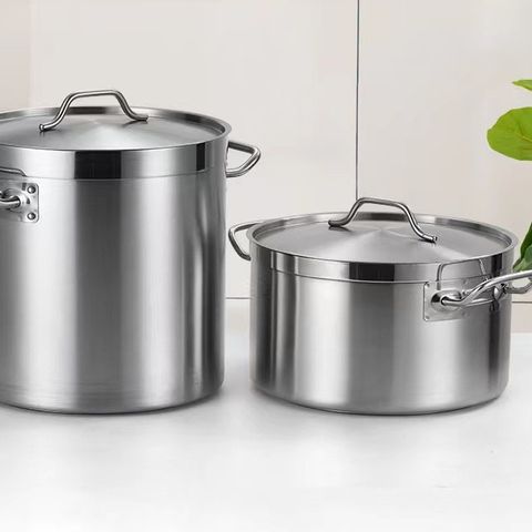 Nồi Inox Dày 2 Quai Dung Tích Lớn 6L-170L, Nồi Hầm Cao Chất Lượng, Thực Phẩm An Toàn, Nắp Đậy Siêu Bền 0.8mm (TV487)