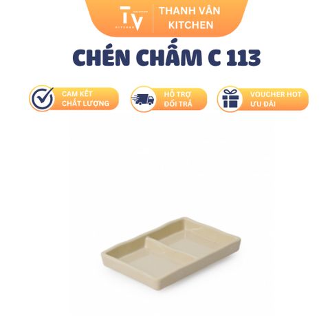 Chén Chấm Melamine TVKITCHEN - Chén Đồ Gia Dụng Nhà Bếp Chất Liệu Cao Cấp, Kích Thước Tiện Lợi 16x10.9x2.6 cm (TV724)