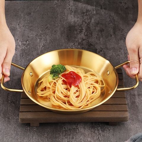 Chảo Inox Hai Quai Trang Trí Hàn Quốc - Chảo Ốp La Đa Năng Dùng Mọi Bếp - Đồ Gia Dụng Nhà Bếp TVKITCHEN (TV66)