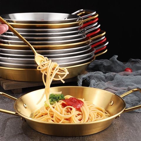 Chảo Inox Hai Quai Trang Trí Hàn Quốc - Chảo Ốp La Đa Năng Dùng Mọi Bếp - Đồ Gia Dụng Nhà Bếp TVKITCHEN (TV66)