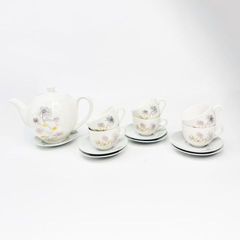 Bộ tách trà sứ cao cấp 15 món TVKITCHEN - Bộ dụng cụ nhà bếp sang trọng và tiện ích, quà tặng lý tưởng cho tín đồ trà (TV97)