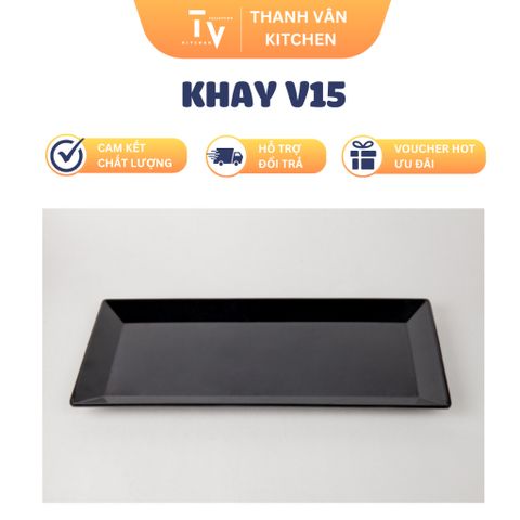 Khay Đựng Thực Phẩm Đen V15 - Đồ Gia Dụng Nhà Bếp Tiện Lợi, Kích Thước 34.5 x 16.4 x 2.0 cm (TV1040)