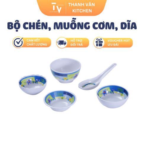 Bộ Chén Dĩa Muỗng Cơm Đồ Dùng Nhà Bếp CB 04, CO 02, NO 14, DC 66 - Thiết Kế Hiện Đại, Chất Lượng Cao, Đồ Gia Dụng TVKITCHEN (TV1049)