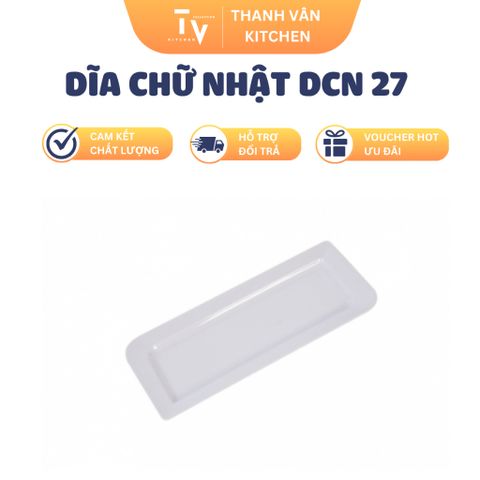 Dĩa Chữ Nhật DCN 27 - Dụng Cụ Nhà Bếp Chất Liệu Nhựa Melamine Cao Cấp - Kích Thước 25.2x10.1x1.7cm (TV843)