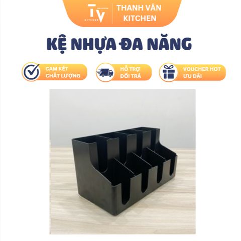 Kệ Nhựa 8 Ngăn Đựng Ly Cốc Đa Năng 41x21x22cm - Giải Pháp Tiện Ích Cho Nhà Bếp, Đồ Gia Dụng TVKITCHEN (TV10)