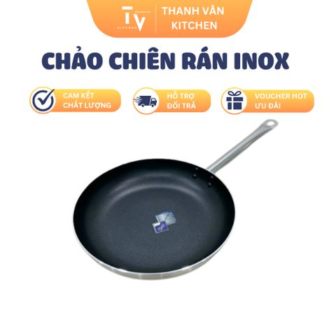 Chảo Chiên Rán INOX Chống Dính 2 Đáy Dùng Bếp Từ - Kích Thước 180-400mm - Đồ Gia Dụng Nhà Bếp Chất Lượng Cao (TV514)