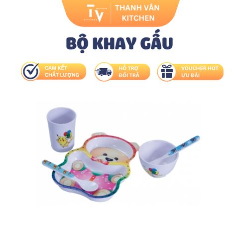 Bộ Khay Gấu Melamine - Đồ Gia Dụng Nhà Bếp Chất Lượng Cao, Kiểu Dáng Đáng Yêu, Lựa Chọn Hoàn Hảo Cho Gia Đình (TV715)