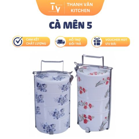 Cà Mên 5 Ngăn Sâu - Đồ Gia Dụng Nhà Bếp Chất Liệu Nhựa Melamine, Tiện Ích Cho Mỗi Gia Đình (TV753)