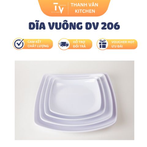 Dĩa Melamine Vuông DV 206 - Đồ Gia Dụng Nhà Bếp Chất Lượng Cao, Kích Thước 16.7 x 3.1 cm, Mẫu Mã Đa Dạng, Nhập Khẩu Chính Hãng (TV900)