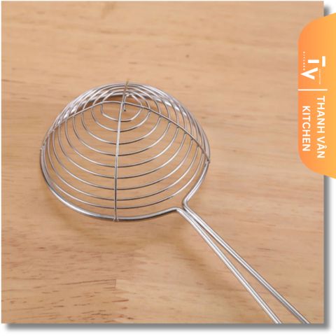 Vợt Vớt Trân Châu Inox Cán Đỏ - Dụng Cụ Tiện Lợi Cho Quán Trà Sữa, Vợt Thức Ăn Và Topping Kích Thước Đa Dạng (TV38)