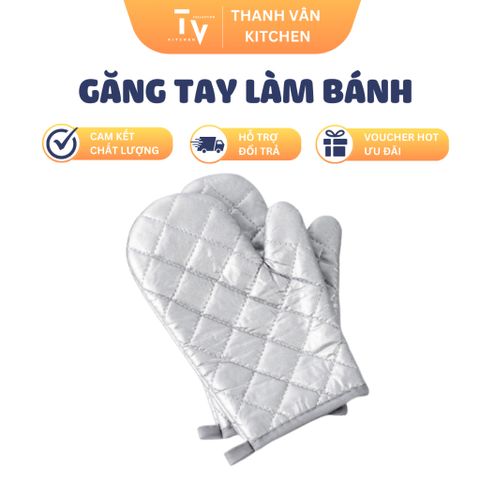 Găng Tay Chống Bỏng Chần Bông - Bao Tay Làm Bánh, Cách Nhiệt Lò Nướng & Lò Vi Sóng Có Quai Treo ST (TV339)