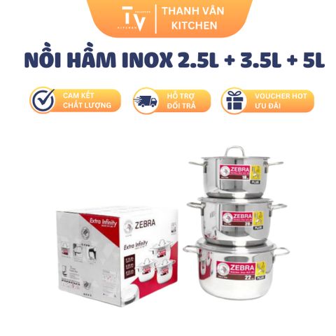 Bộ Nồi Đa Năng Inox 304 3 Đáy Nắp Inox Extreme Infinity 18cm, 20cm, 22cm - Bảo Hành Chất Lượng Đến Từ Zebra