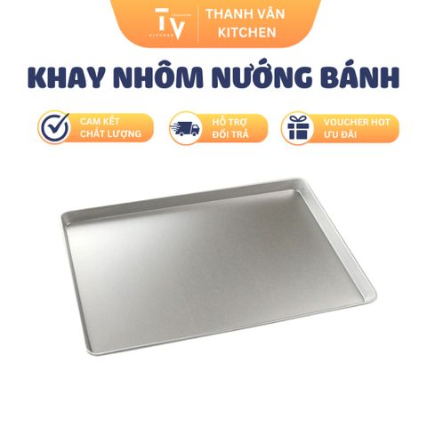 Khay Nhôm Nướng Bánh Chữ Nhật Lớn - Khay Nướng Lò 400x600mm, Dày 0.7mm, Phù Hợp Cho Mọi Nhà Bếp, Chất Lượng Cao (TV662)