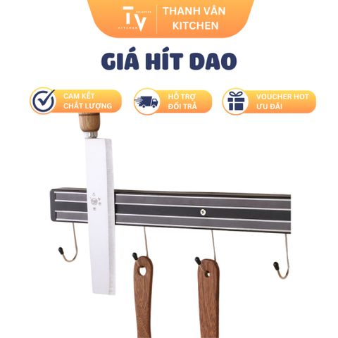 Giá hít dao nam châm 62cm có móc treo - Giá treo dao bếp chắc chắn, tiện lợi cho căn bếp hiện đại (TV285)
