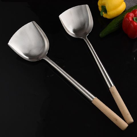 Sạn Xào Inox Cán Gỗ - Sạn Chiên Thức Ăn, Sạn Phẳng Chiên Cá Chất Lượng Cao - Dụng Cụ Nhà Bếp Tiện Dụng (TV451)