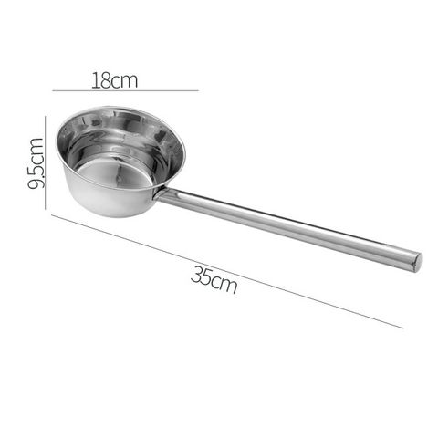 Gáo inox cán dài 35cm, dụng cụ đựng nước, dầu, ca múc nước lèo, muôi chống bỏng 12-18cm - Đồ dùng bếp tiện lợi SQC (TV365)