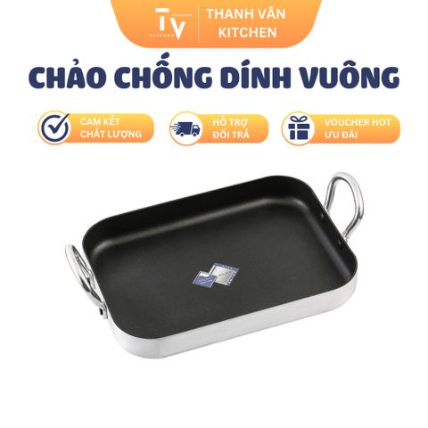 Chảo chống dính vuông, dùng được bếp từ cao cấp (TV1)