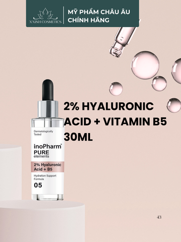 Serum InoPharm 2% Hyaluronic B5 Dưỡng Ẩm Căng Mướt 30ml - Chăm Sóc Da Khô, Phục Hồi Độ Đàn Hồi, Làm Mịn Nếp Nhăn
