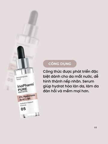 Serum InoPharm 2% Hyaluronic B5 Dưỡng Ẩm Căng Mướt 30ml - Chăm Sóc Da Khô, Phục Hồi Độ Đàn Hồi, Làm Mịn Nếp Nhăn
