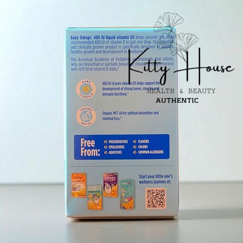 Vitamin D3 cho bé Baby Ddrops Liquid 400 IU - Bổ sung vitamin D3 hỗ trợ xương và miễn dịch cho trẻ sơ sinh, lọ 90 giọt