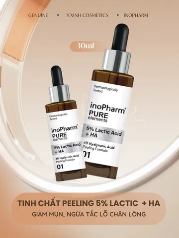 Peel Da Nhẹ Nhàng Lactic Acid + HA InoPharm 30ml - Tẩy Da Chết Siêu Mềm Mịn, Giúp Da Sáng Khỏe, Phù Hợp Với Da Nhạy Cảm