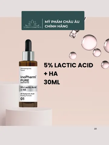 Peel Da Nhẹ Nhàng Lactic Acid + HA InoPharm 30ml - Tẩy Da Chết Siêu Mềm Mịn, Giúp Da Sáng Khỏe, Phù Hợp Với Da Nhạy Cảm