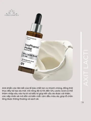 Peel Da Nhẹ Nhàng Lactic Acid + HA InoPharm 30ml - Tẩy Da Chết Siêu Mềm Mịn, Giúp Da Sáng Khỏe, Phù Hợp Với Da Nhạy Cảm