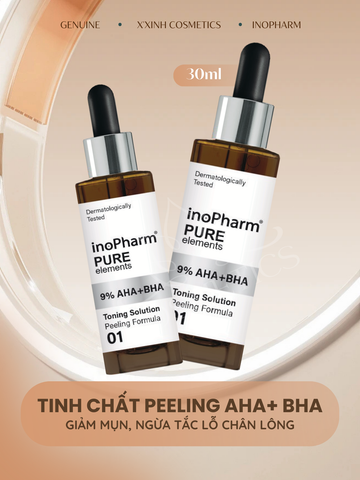 Serum Tẩy Da Chết 9% AHA BHA InoPharm Pure Elements 30ml - Giúp Giảm Mụn, Làn Da Sáng Mịn, Phục Hồi Độ Đàn Hồi Tự Nhiên