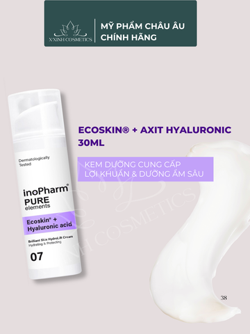 Kem Dưỡng Ẩm Lợi Khuẩn InoPharm PURE Elements Ecoskin + Axit Hyaluronic 30ml - Cân Bằng Da, Ngăn Lão Hóa, Thích Hợp Mọi Loại Da