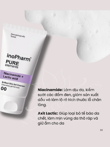 Sữa Rửa Mặt Làm Sáng Da Brilliant Skin Gel Cleanser Inopharm 150ml - Chứa Niacinamide và Salicylic Acid, Giúp Da Rạng Rỡ, Ngăn Ngừa Mụn